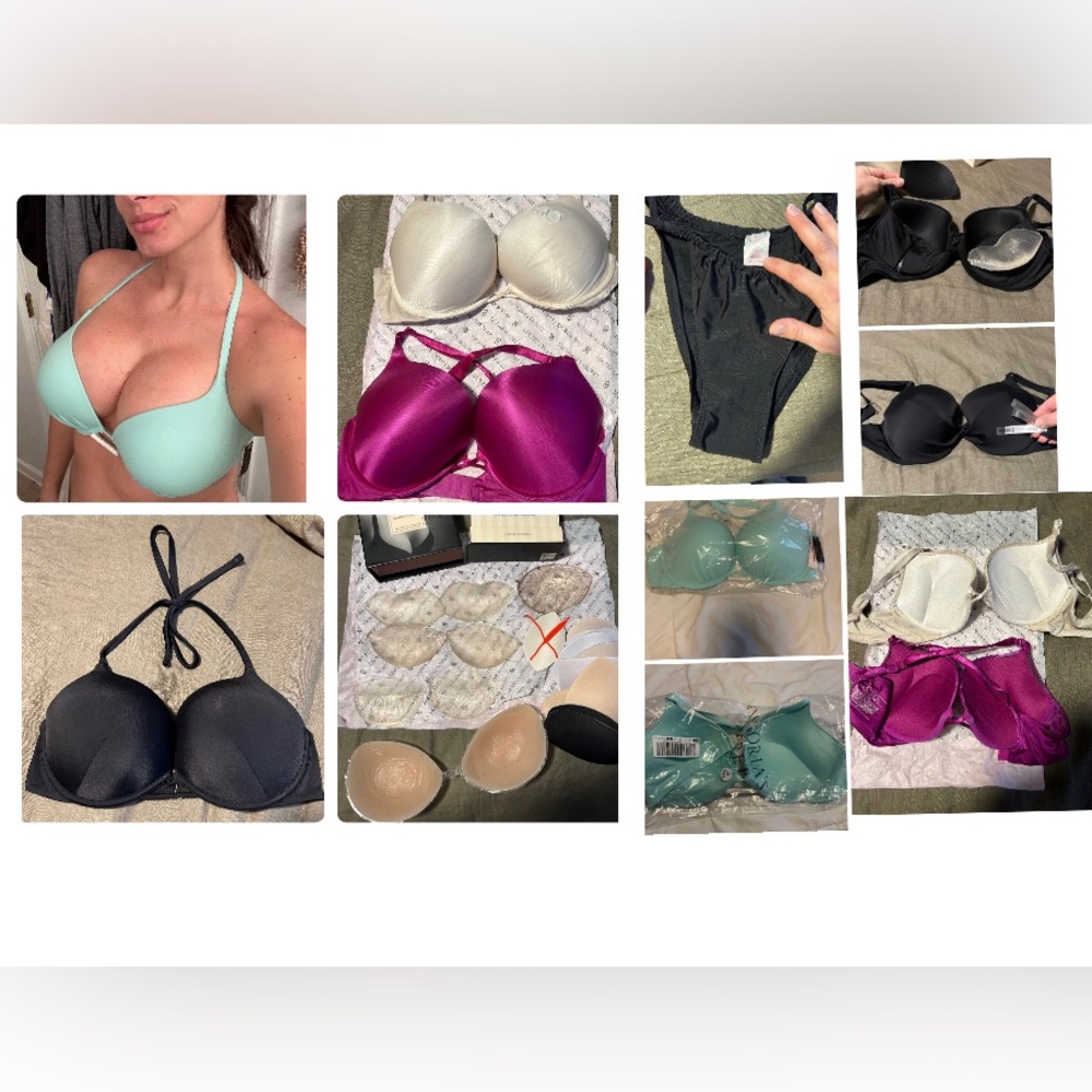 Huge Victoria’s Secret Bombshell swim and bra bundle 36C 38D L silicone inserts